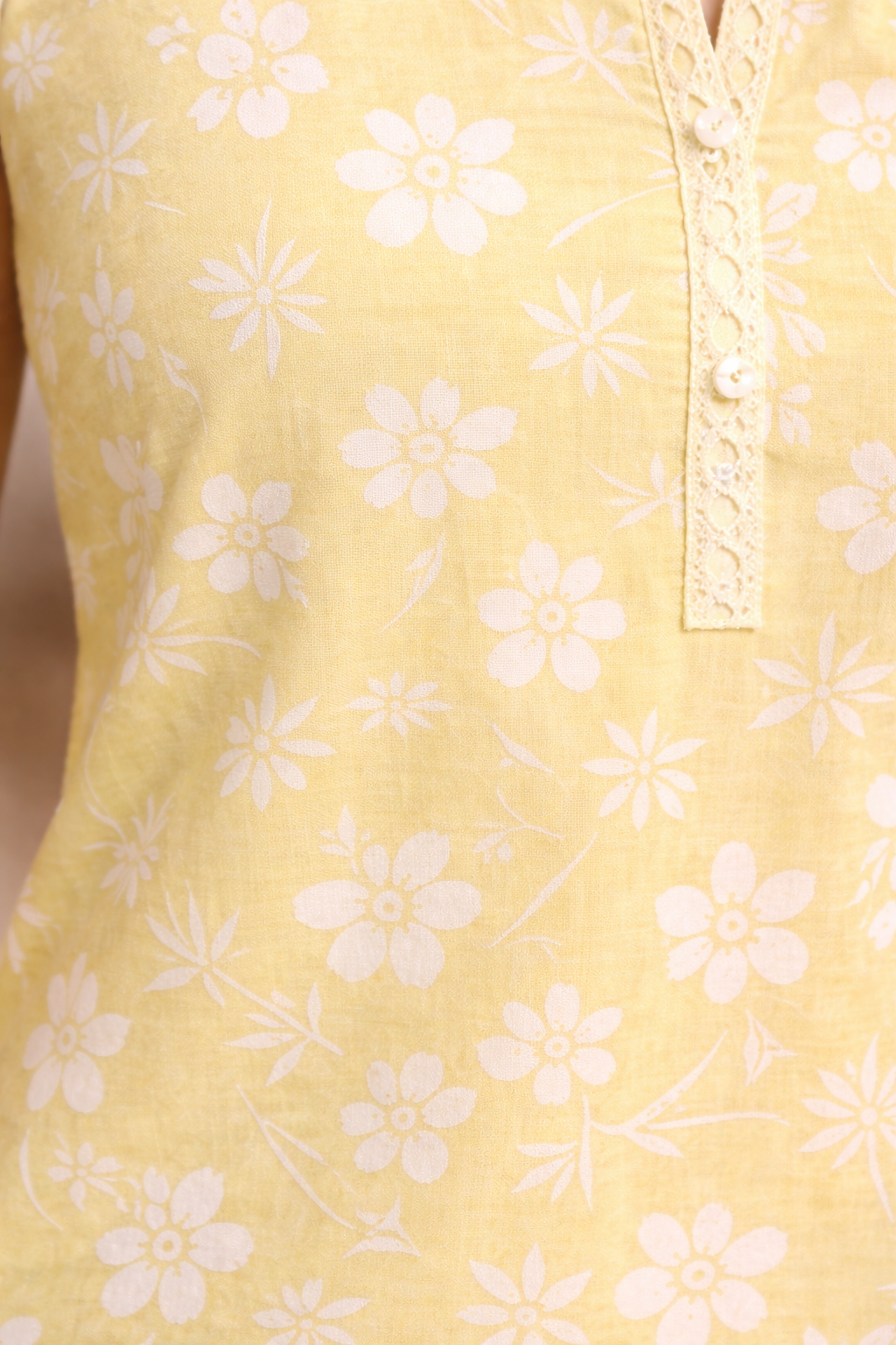 Pastel Lemon Yellow Sleeveless Kurti – Soft Cotton | Lightweight Summer Essential